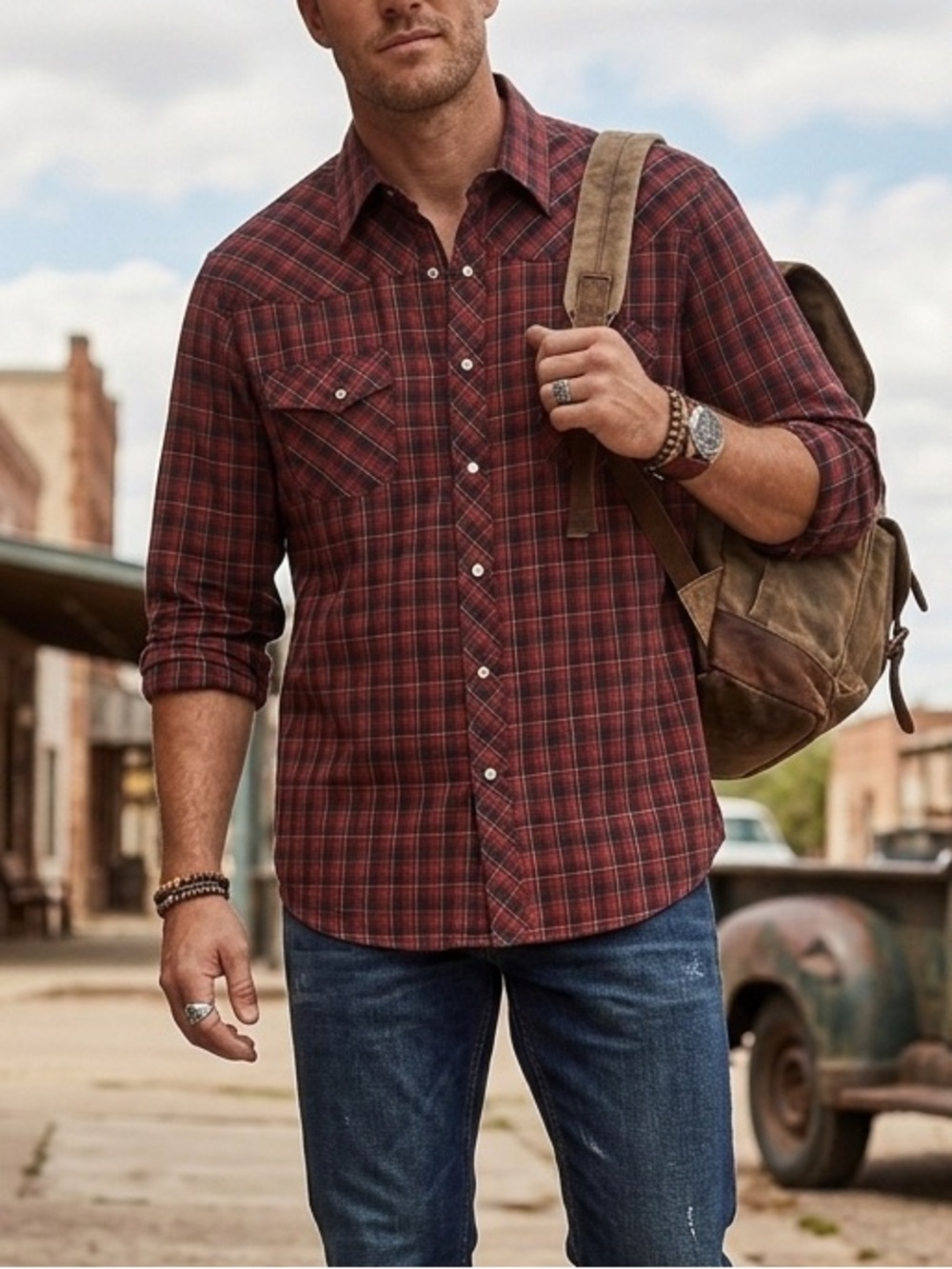 Wrangler Wrancher Red Plaid Pearl Snap Western Shirt / Cowboy Core 2XL
